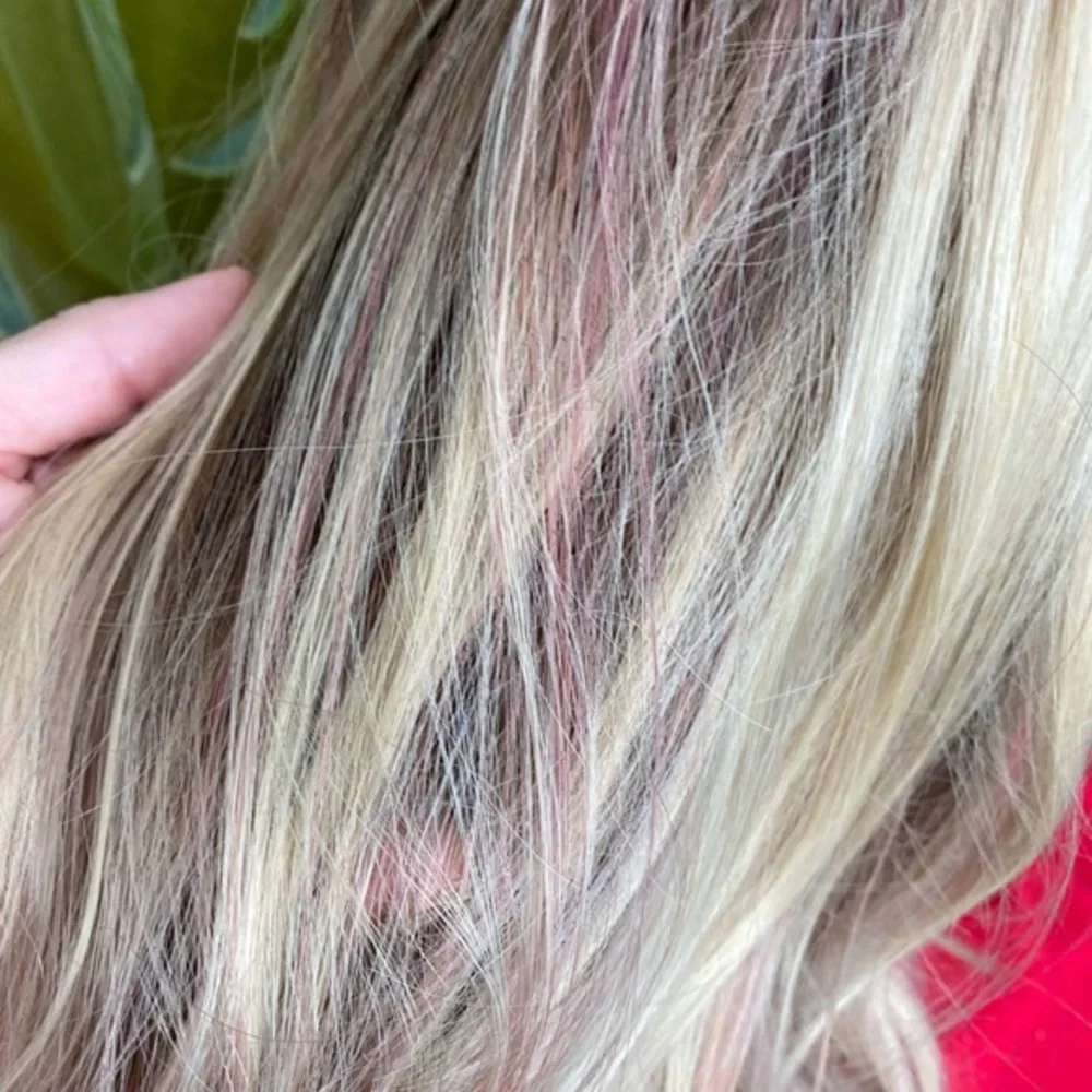 LAST ONE blonde with pink highlights layered wig